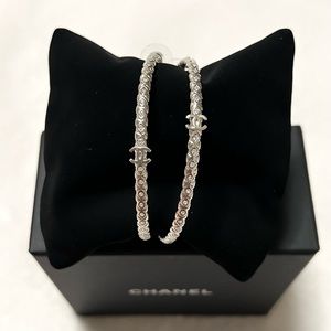 Chanel XL Chain Link Hoop Earrings in SHW